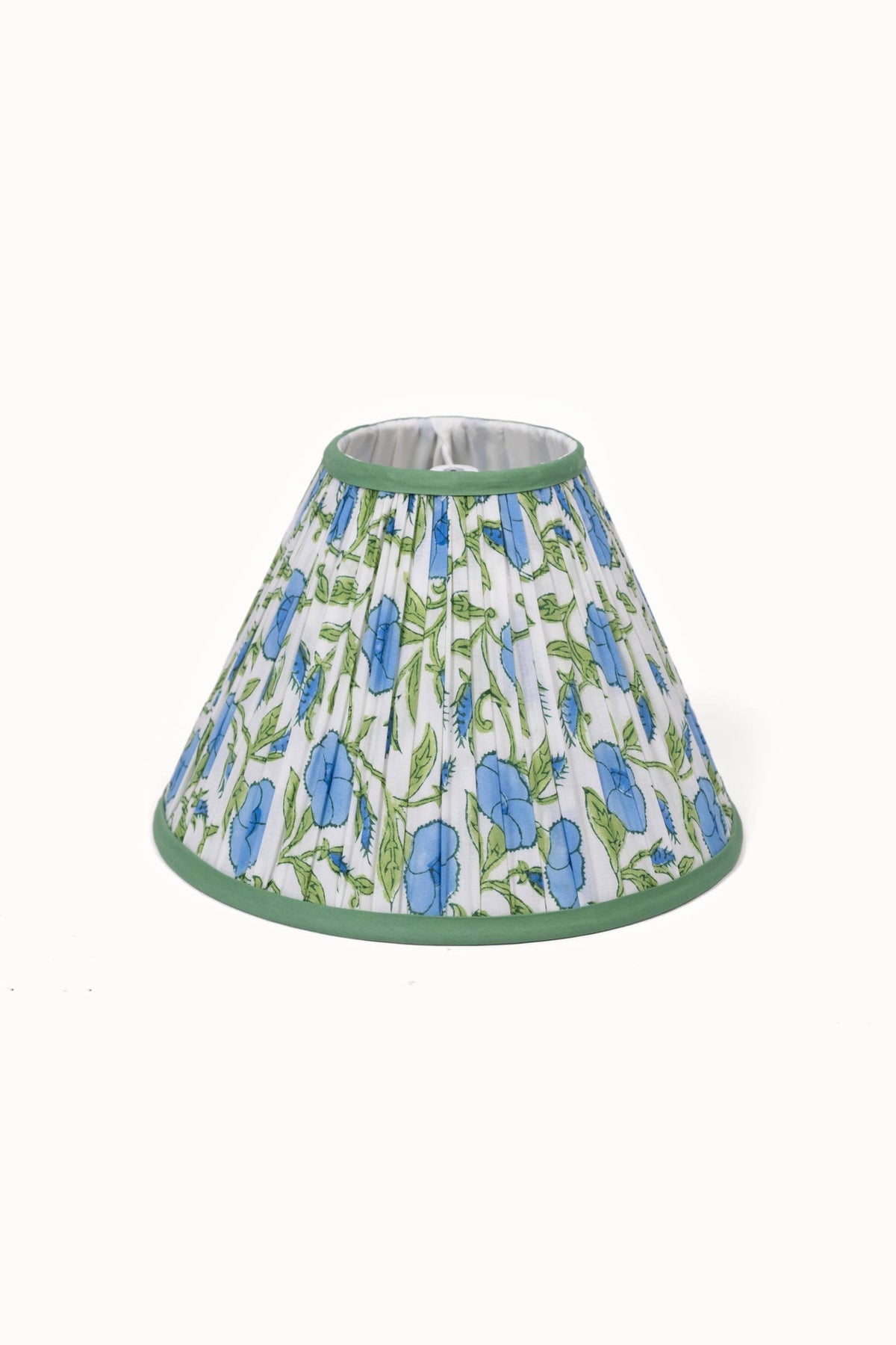 Inaya Powder Blue pleated blockprint lampshade 12 inch image 1