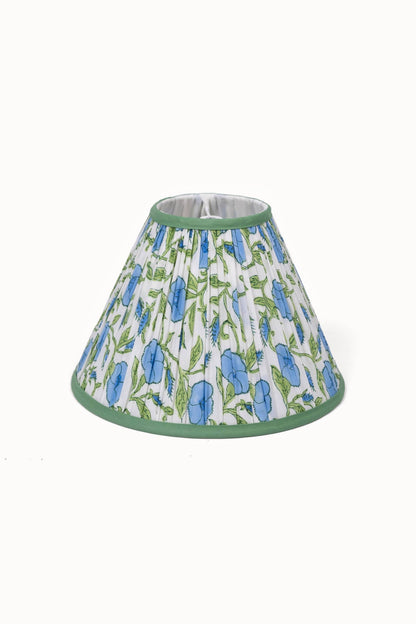 Inaya Powder Blue pleated blockprint lampshade 12 inch image 1